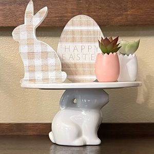 Adorable 5 piece Bunny Tiered Tray and Decor Perfect addition to Easter & Spring